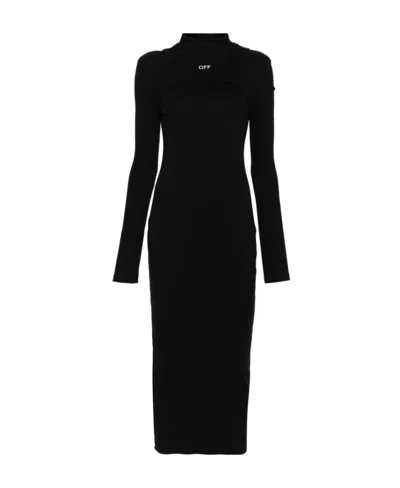 OFF-WHITE OFF-WHITE HIGH-NECK STRETCH DRESS