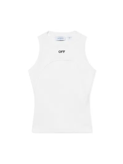 Off-white Off Stamp Rib Round Tank Top In White