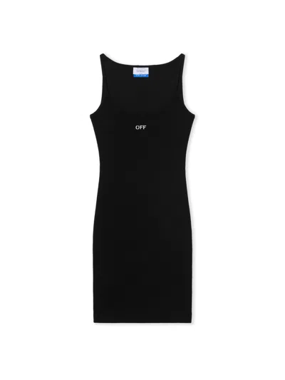 Off-white Off Stamp Rib Tank Dress In Black