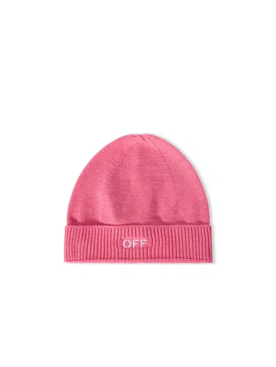 Off-white Off Stamp Ribbed Beanie In Pink