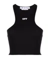 Off-white Off Stamp Ribbed Crop Top In Black