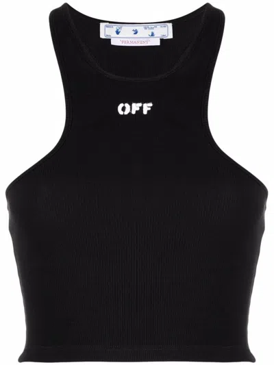 OFF-WHITE OFF-WHITE OFF-STAMP RIBBED CROP TOP