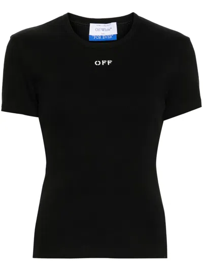 Off-white Off White Slim Fit Ribbed T Shirt For In Black