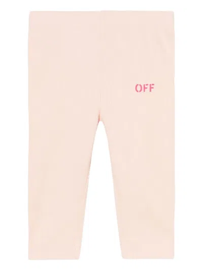 Off-white Babies' Off Stamp Ribbed Leggings In Pink
