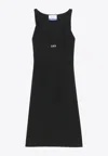 Off-white Off-embroidered Ribbed Minidress In Black