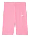Off-white Girl's Ribbed Logo-print Legging Shorts In Pink