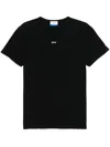 Off-white Black Cotton T-shirt With White Logo Printed On The Front In Black