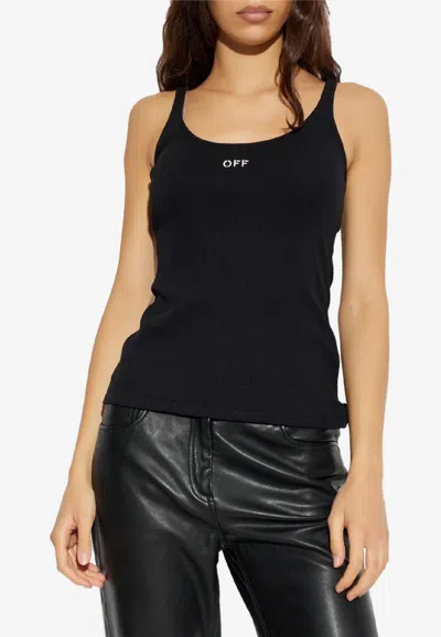 Off-white Off Stamp Ribbed Tank Top In Black