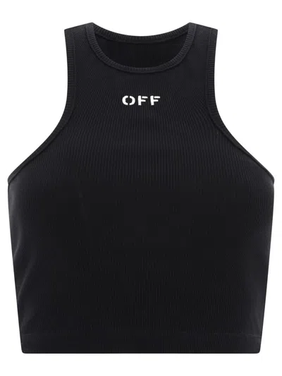 Off-white Off White "off Stamp" Ribbed Tank Top In Black