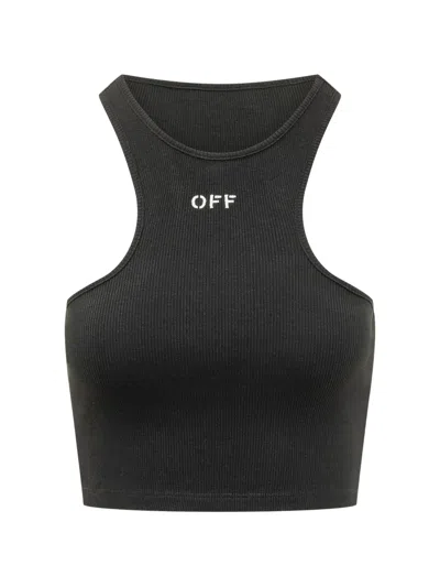 Off-white Off Stamp Rib Rowing Top In Black