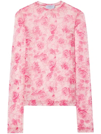 Off-white Off Stamp Roses Top In Pink