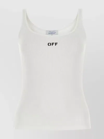 Off-white Off Stamp Round Neckline Cotton Tank Top In White