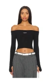 Off-white Logoed Knitted Top With Boat Neckline In Black & White