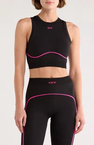 Off-white Off Stamp Seamless Crop Top In Black