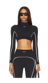 Off-white Logo-embroidered Performance Crop Top In Black & White