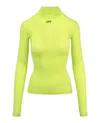 Off-white Off Stamp Sec Skin Long Sleeve Turtleneck Sweater In Green