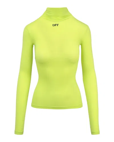 Off-white Off Stamp Sec Skin Long Sleeve Turtleneck Sweater In Green