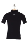 Off-white Off Stamp Second Skin Short Sleeve Turtle Neck Top In Black