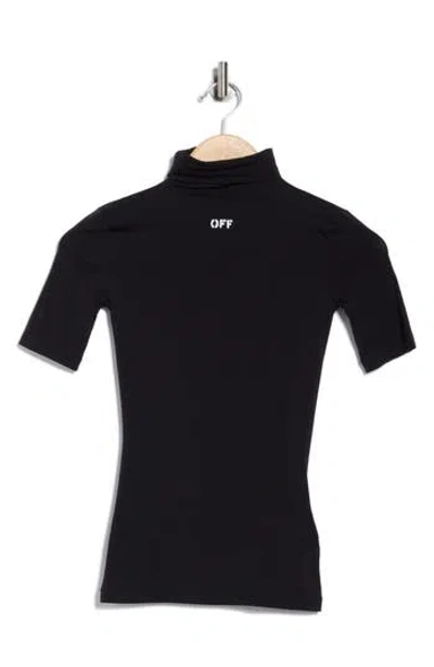Off-white Off Stamp Second Skin Short Sleeve Turtle Neck Top In Black