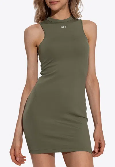 Off-white Off Stamp Sleek Rowing Mini Dress In Green