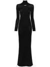 Off-white Off White High Neck Long Dress In Black/ White