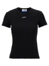 Off-white Slim Fit Black Cotton-elastane Logo T-shirt In Black White