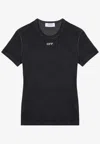 Off-white Black Washed Ribbed T-shirt In Gray