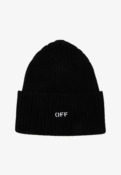 Off-white Off Stamp Wool Beanie In Black