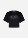 OFF-WHITE OFF STENCIL COTTON CROPPED T-SHIRT