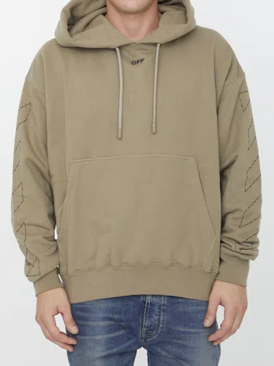 Off-white Off White Men Mud Cotton Sweatshirt In Brown
