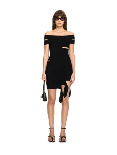 Off-white Off Straps Bandeau Mini Dress Black - Au