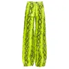 Off-white Off Virgil Abloh Neon Leather Wide Leg Pants In Yellow
