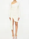 Off-white Viscose Crêpe Draped Dress In Multi