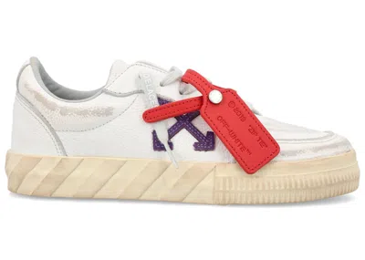 Pre-owned Off-white Off Vulcanized Low Distressed (women's) Sneakers In White/purple