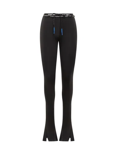 Off-white Black Leggings With Logo And Front Slits