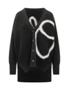 Off-white Black Oversized Cardigan With White Logo In Black