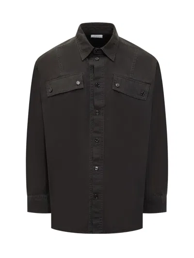 Off-white Black Shirt With Front Pockets In Brown