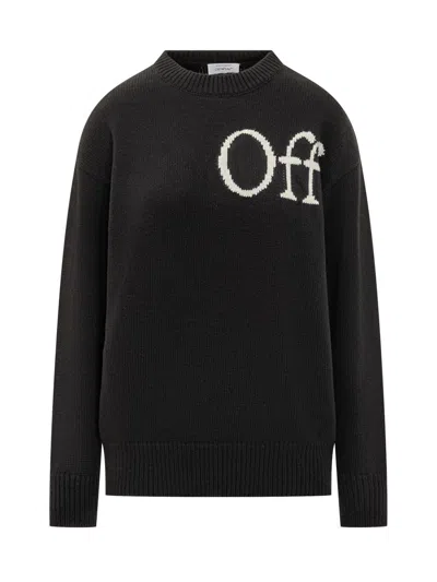 OFF-WHITE OFF-WHITE OFF-WHITE BLACK SWEATER WITH INLAID LOGO