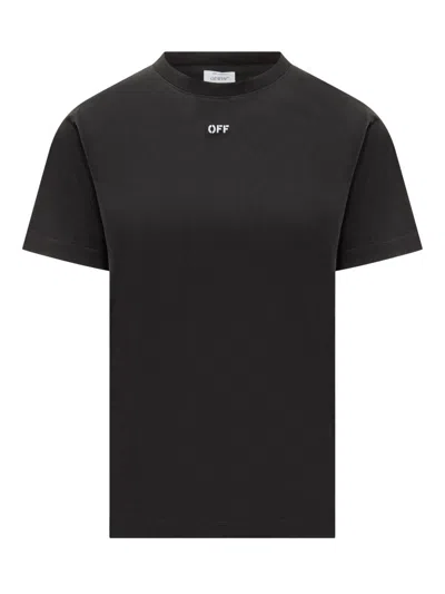 OFF-WHITE OFF-WHITE OFF-WHITE BLACK T-SHIRT WITH EMBROIDERED LETTERING