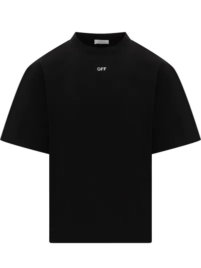 Off-white Black T-shirt With Embroidered Logo