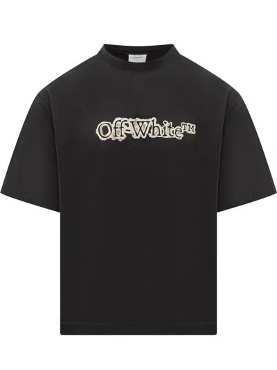 Off-white Black T-shirt With Embroidered Logo
