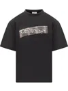 Off-white Black Crewneck T-shirt With Logo Lettering On The Front And Maxi Diagonal Motif On The Rear In Cotto In Black