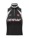 Off-white Black Top With Zip And Contrast Logo In Black
