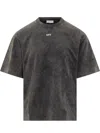 Off-white Black Washed Effect T-shirt With Logo In Black