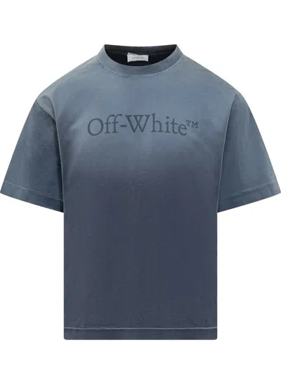 OFF-WHITE OFF-WHITE OFF-WHITE BLUE T-SHIRT WITH FRONT LOGO