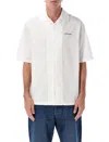 Off-white Brush Arrow Poplin Bowling Shirt With Embroidered Logo In White