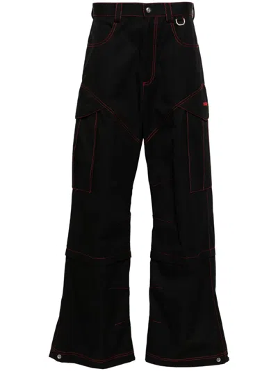 Off-white Cargo Pants In Black Cotton. Wide Fit. Zip And Snap Closure. Velcro Side Pocke