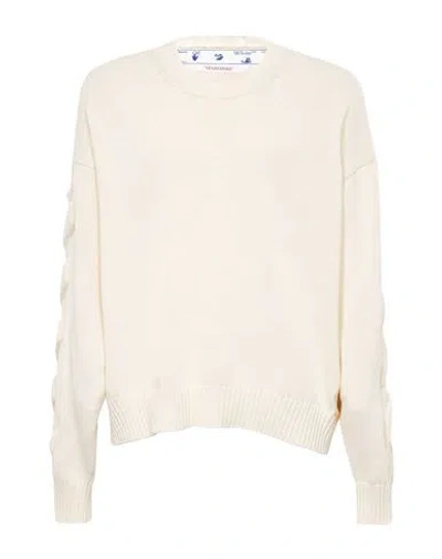 Off-white Off White Cream Logo Sweater Man Sweater Cream Size S Cotton