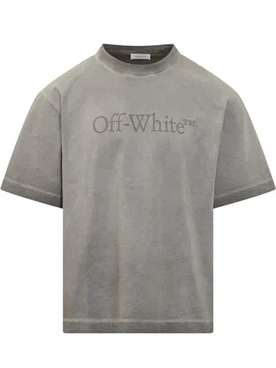 OFF-WHITE OFF-WHITE OFF-WHITE GRAY T-SHIRT WITH FRONT LOGO