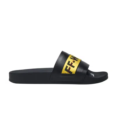 Pre-owned Off-white Industrial Sliders 'black Yellow' F/w 2019 | Men's Size 41